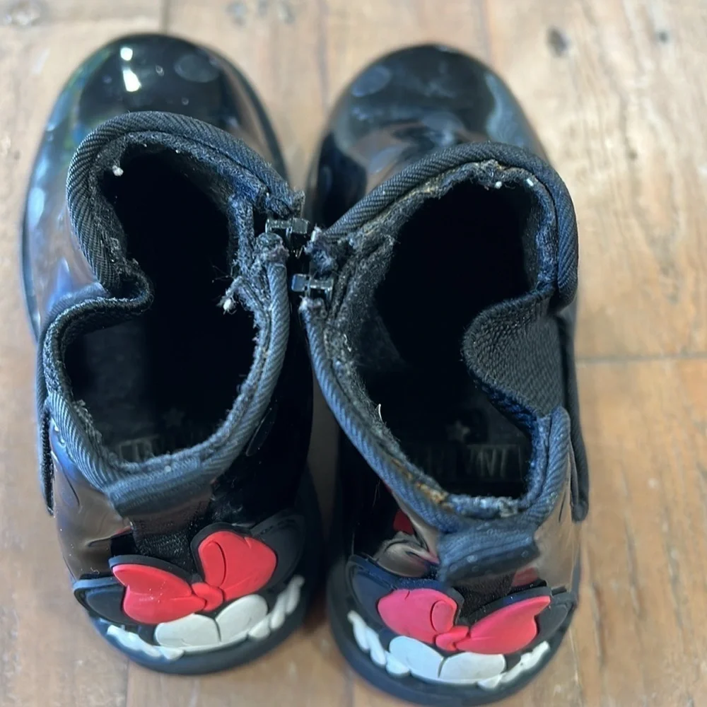 Zara black patent Minnie Mouse boots